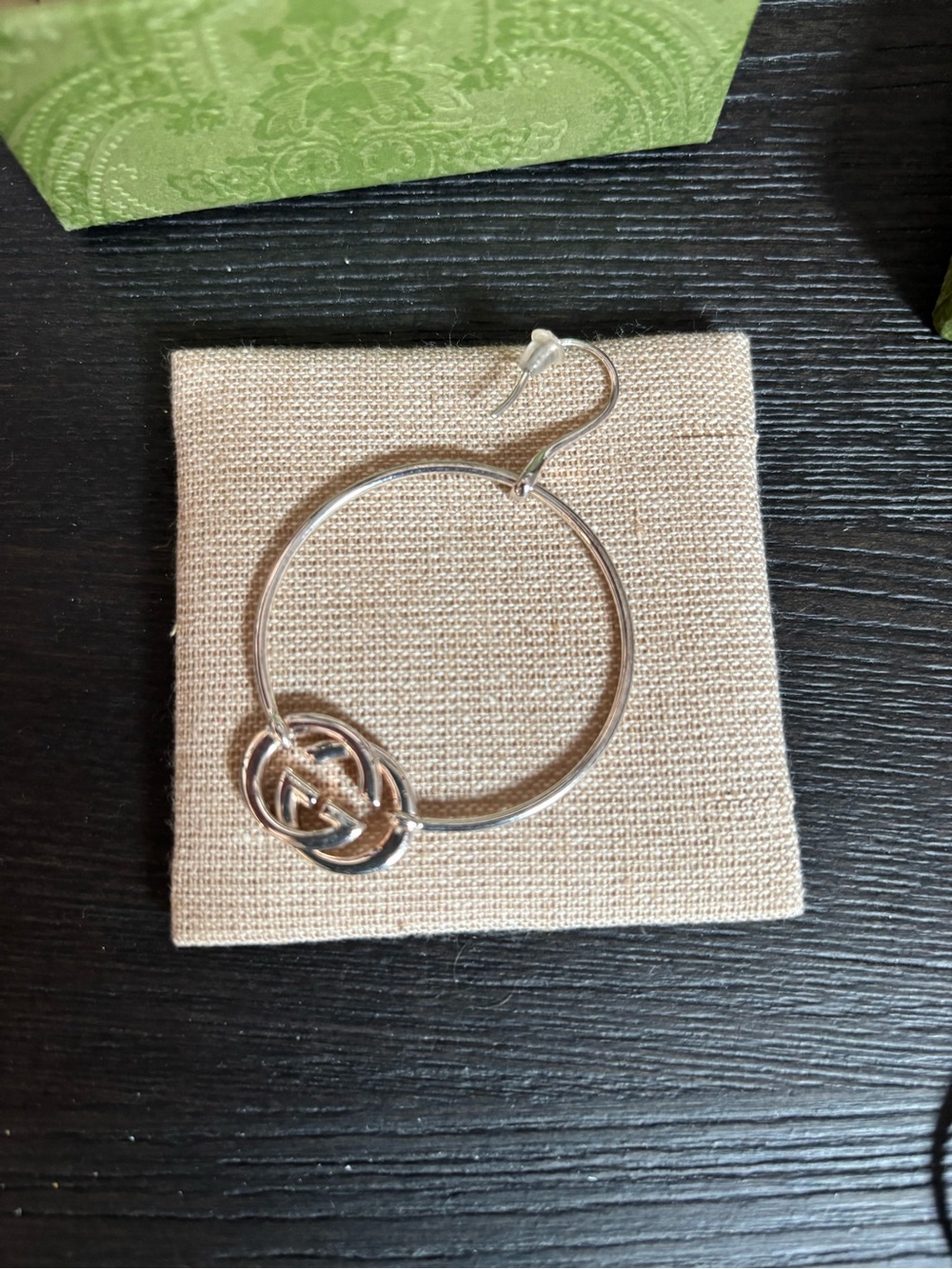 Gucci Sterling Silver Interlocking G Hoop Earrings - Picture 7 of 13